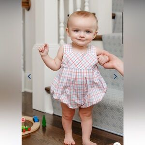 The Beaufort Bonnet Company Pink and Blue Plaid Baby One-Piece Bodysuit